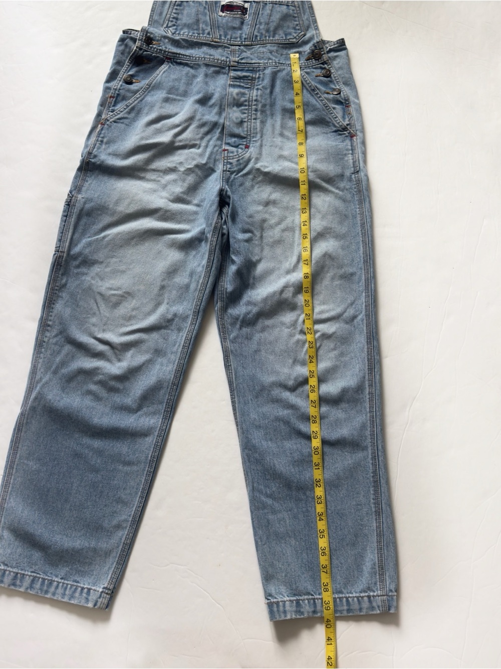 Vintage 90s Limited Denim Bib Overalls Medium Blue Slouchy Straight Leg Workwear - Picture 11 of 16